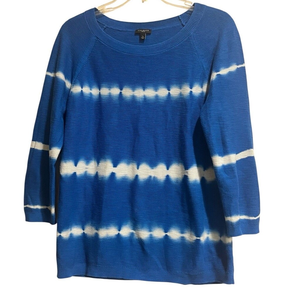 Talbots Women’s  Tie Dye Biscayne Sweater Womans Lp Royal Blue Pullover